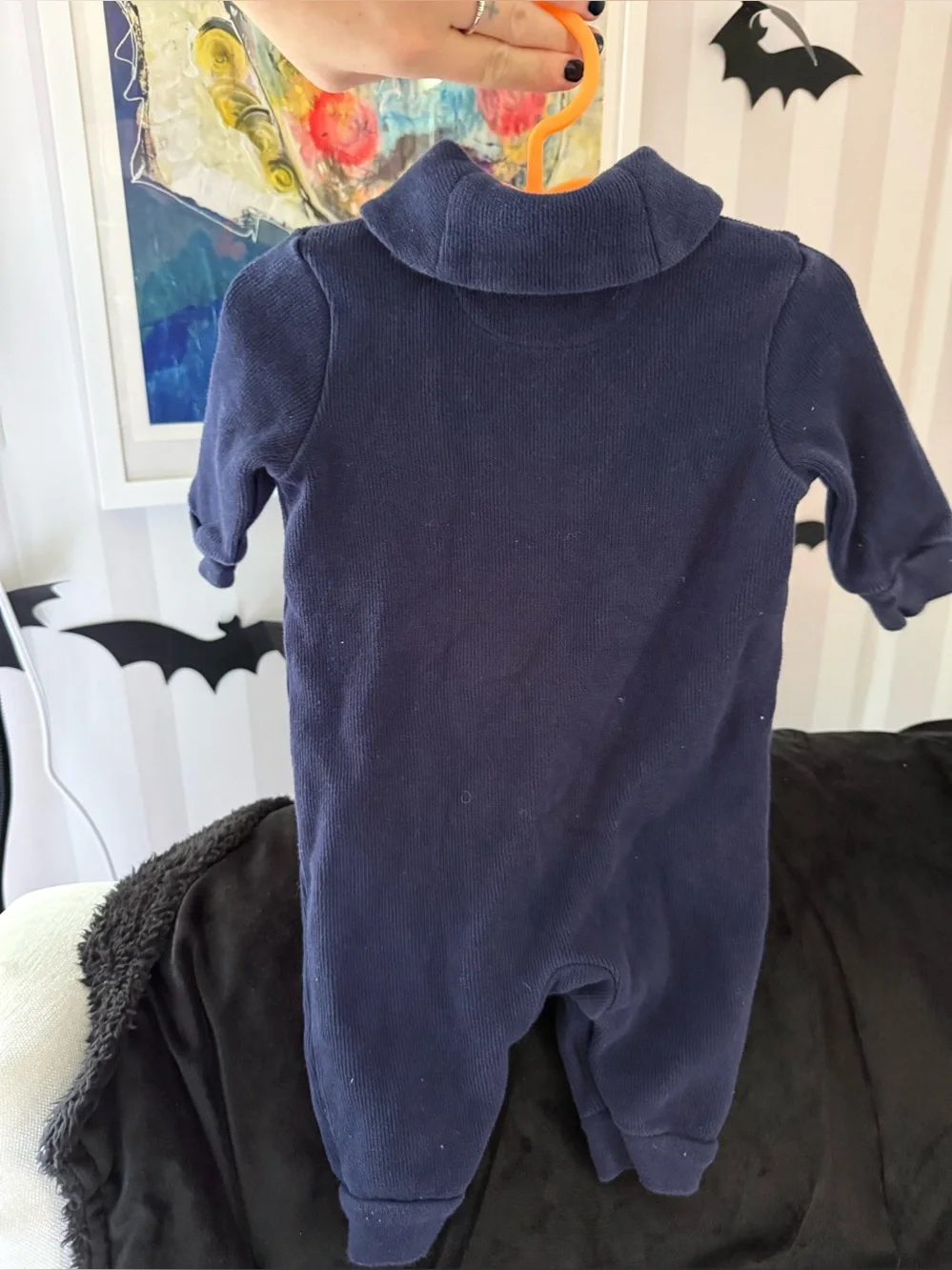 Ralph Lauren Navy Hooded One-Piece Bodysuit